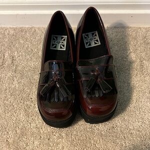 T.U.K Oxblood Platform Tassel Loafers